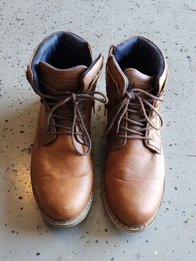 Hickey Freeman Tan Brown Leather Lace-Up Boots